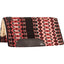 Classic Equine Sensorflex Wool Saddle Pad featuring a bold red, black, and white Southwestern geometric pattern. This premium Western saddle pad includes a thick, cream-colored fleece lining for moisture-wicking comfort and durable black leather wear leathers for long-lasting performance. Ideal horse tack for Western riding disciplines, offering superior pressure relief and a stylish look for any equestrian.