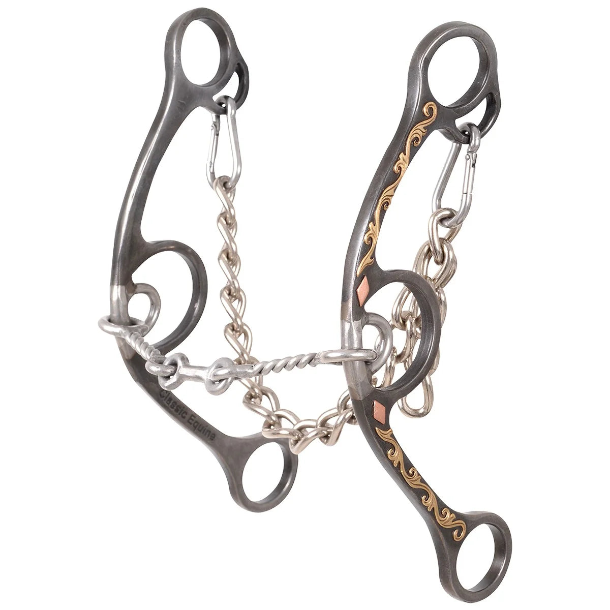 Classic Equine Sherry Cervi Diamond Shank Barrel Bit - Small Twisted Wire Dogbone Mouthpiece