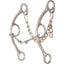 Classic Equine Sherry Cervi Diamond Long Shank Gag Bit featuring a silver finish with copper diamond inlays. This horse bit has a three-piece twisted wire mouthpiece with a smooth center link for gentle control and comfort. Complete with a curb chain, this western tack is designed for poll pressure and lift, making it an ideal choice for barrel racing and performance horses.