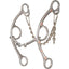Classic Equine Sherry Cervi Long Shank Gag Bit, a premium piece of horse tack designed for precision and control. It features a silver-toned finish with elegant copper diamond inlays on the shanks and a twisted wire mouthpiece. This gag bit includes a curb chain with lobster claw clips, making it ideal for barrel racing and performance training where subtle communication and refined responsiveness are key.