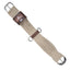 Classic Equine Straight Cinch featuring durable natural-colored mohair blend cords and premium dark brown leather accents. This high-quality western horse cinch includes heavy-duty stainless steel roller buckles and center D-rings for easy attachment of a breast collar. Designed for maximum equine comfort and breathability, this made-in-the-USA equestrian gear is essential for trail riding, ranch work, or competition.