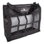 Classic Equine black heavy-duty slow feeder hay bag for horses. Featuring a waste-reducing nylon webbing grid front, adjustable top straps for easy hanging, and a durable design ideal for stalls or horse trailers. This Western-style hay bag helps prevent waste and keeps forage off the ground, making it perfect for travel and daily feeding.