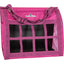 Classic Equine Western Horse Hay Bag in vibrant pink and purple. This heavy-duty, waste-reducing hay feeder features a durable front webbing grid and adjustable top strap with a metal snap for easy hanging in stalls or trailers. A must-have equestrian accessory to keep forage secure and minimize mess. Ideal for horse travel or daily use, this stylish pink hay bag combines high-quality nylon construction with functional design for long-lasting performance.