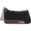 Classic Equine Zone Felt Top/Bottom Saddle Pad, 30" x 32" x 1", featuring a black felt exterior and grey felt underside. This western saddle pad includes high-quality brown leather wear leathers and a reinforced leather spine with white stitching for durability and style. Contoured for horse comfort and protection, the Zone Series pad is essential equestrian tack for impact absorption and pressure relief during rides.