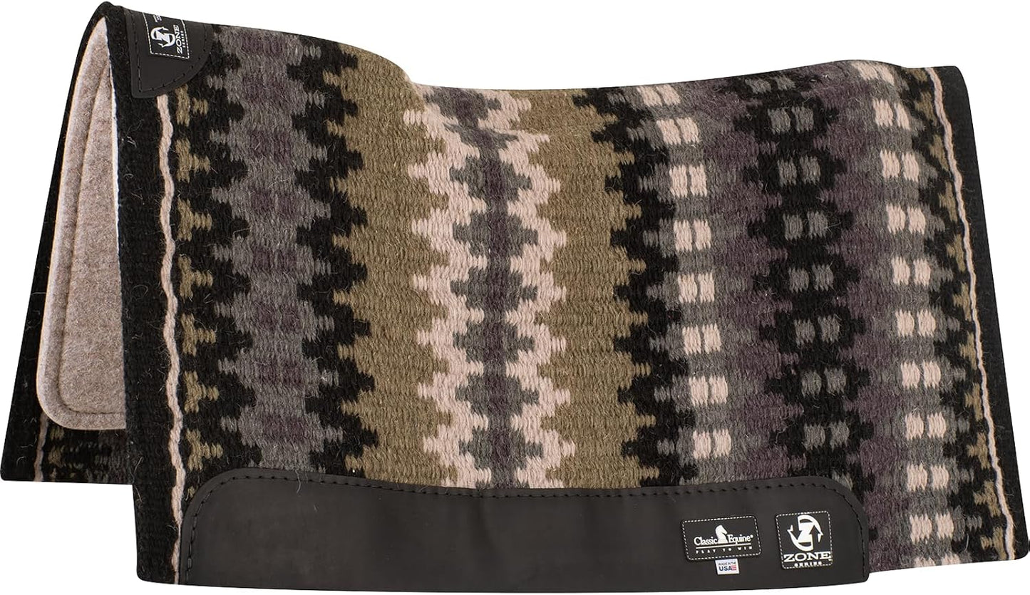 Classic Equine Zone Series Wool Blanket Top Western Saddle Pad - Zoombang Technology & Orthopedic Felt - Multiple Sizes