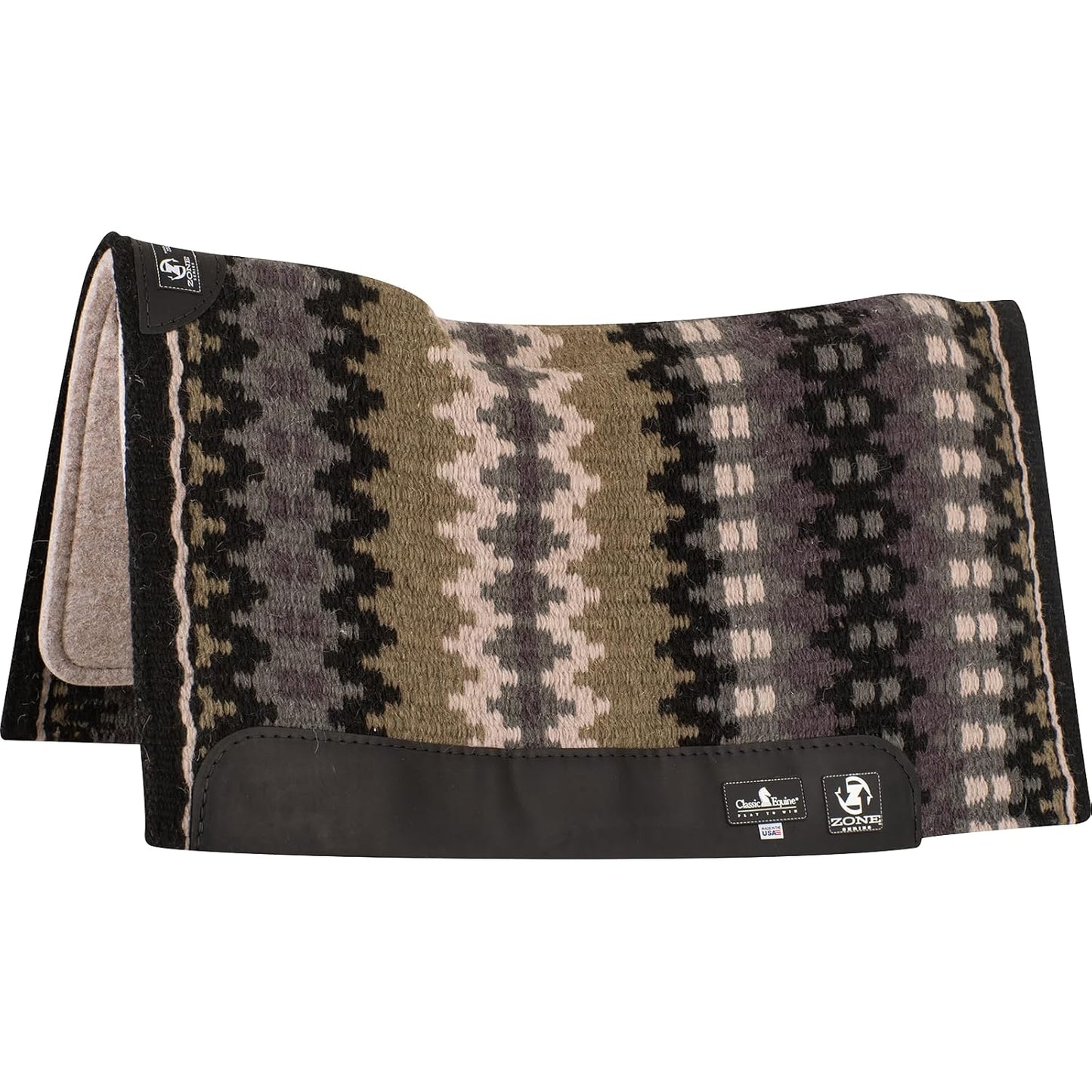 Classic Equine Zone Series Wool Blanket Top Western Saddle Pad - Zoombang Technology & Orthopedic Felt - Multiple Sizes