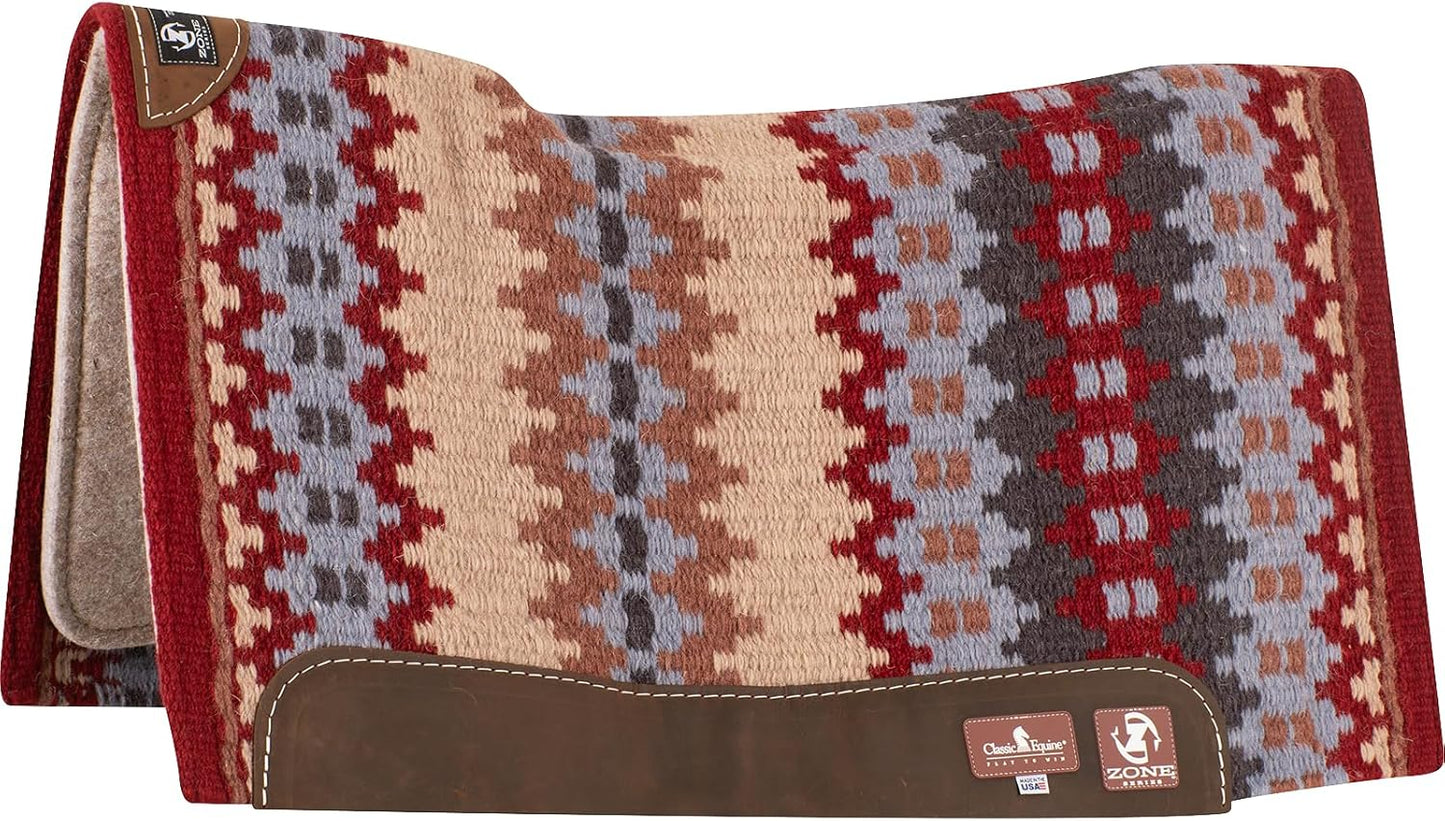 Classic Equine Zone Series Wool Blanket Top Western Saddle Pad - Zoombang Technology & Orthopedic Felt - Multiple Sizes