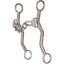 Rickey Green Chain Shank Bit for team roping, featuring a 5-inch flexible chain mouthpiece and 7-inch brushed silver cheeks with copper dot accents. Designed for superior balance and control, this durable western performance bit includes top rings for headstall attachment and bottom rings for reins. Professional-grade horse tack ideal for roping disciplines, barrel racing, or training for clear communication and responsiveness.