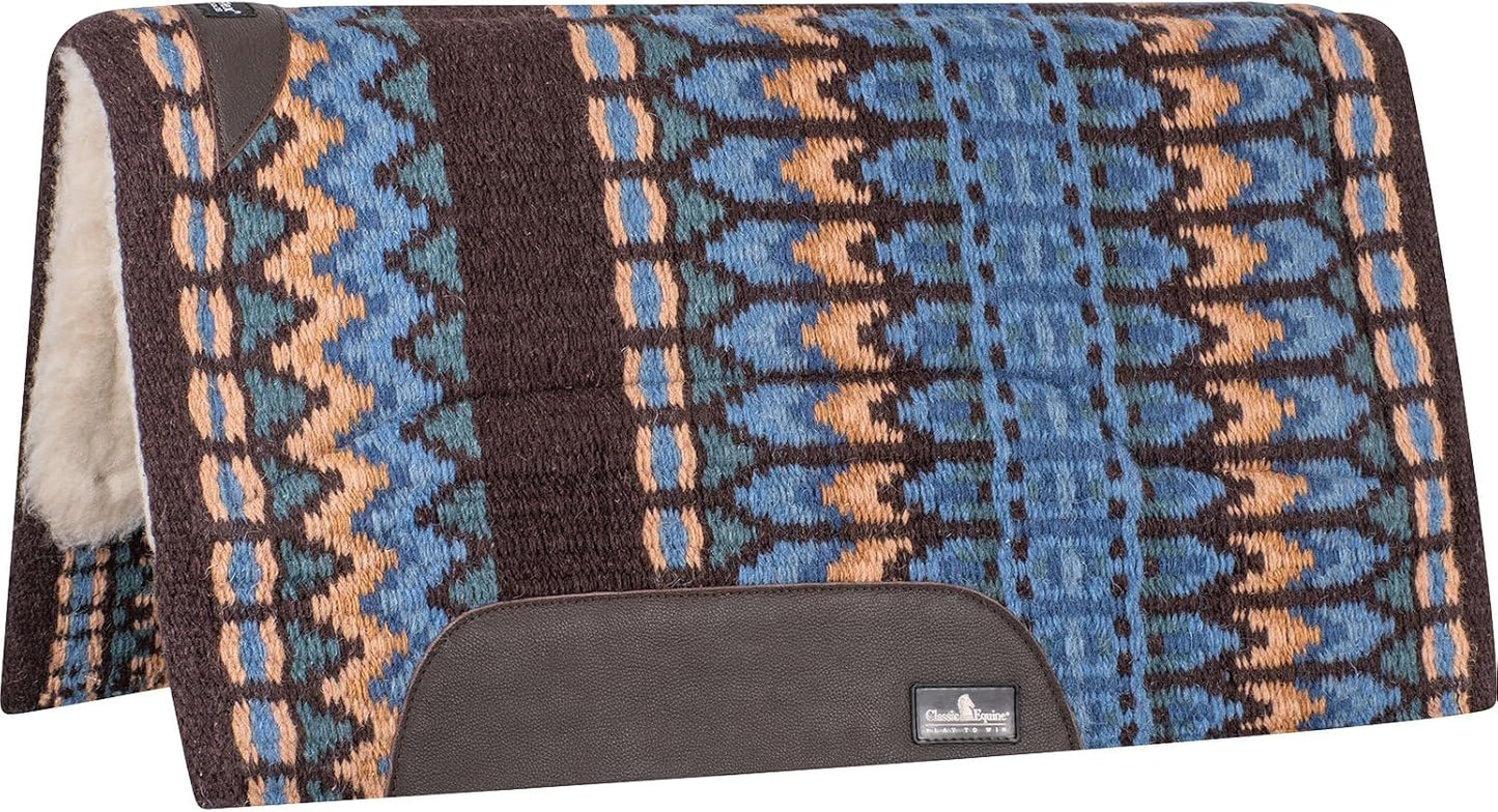 Classic Equine Sensorflex Wool Saddle Pad - 1" Heavy Wool Felt Center, Wool Fleece Bottom, 100% Wool Top