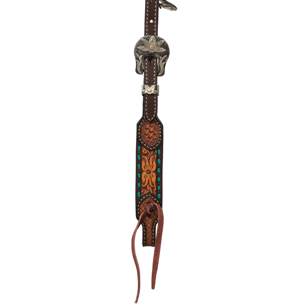 Weaver Leather Turquoise Cross Floral Buckstitch 5/8" Headstall