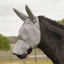 Cashel Crusader Sun Fly Mask in grey mesh, featuring a long nose and ear covers for total UV and fly protection. This breathable horse fly mask protects sensitive eyes and skin from sun damage and biting insects. Shown on a donkey, highlighting the durable design and extra-long ear protection. Ideal for horses, donkeys, and mules needing comprehensive pasture defense.