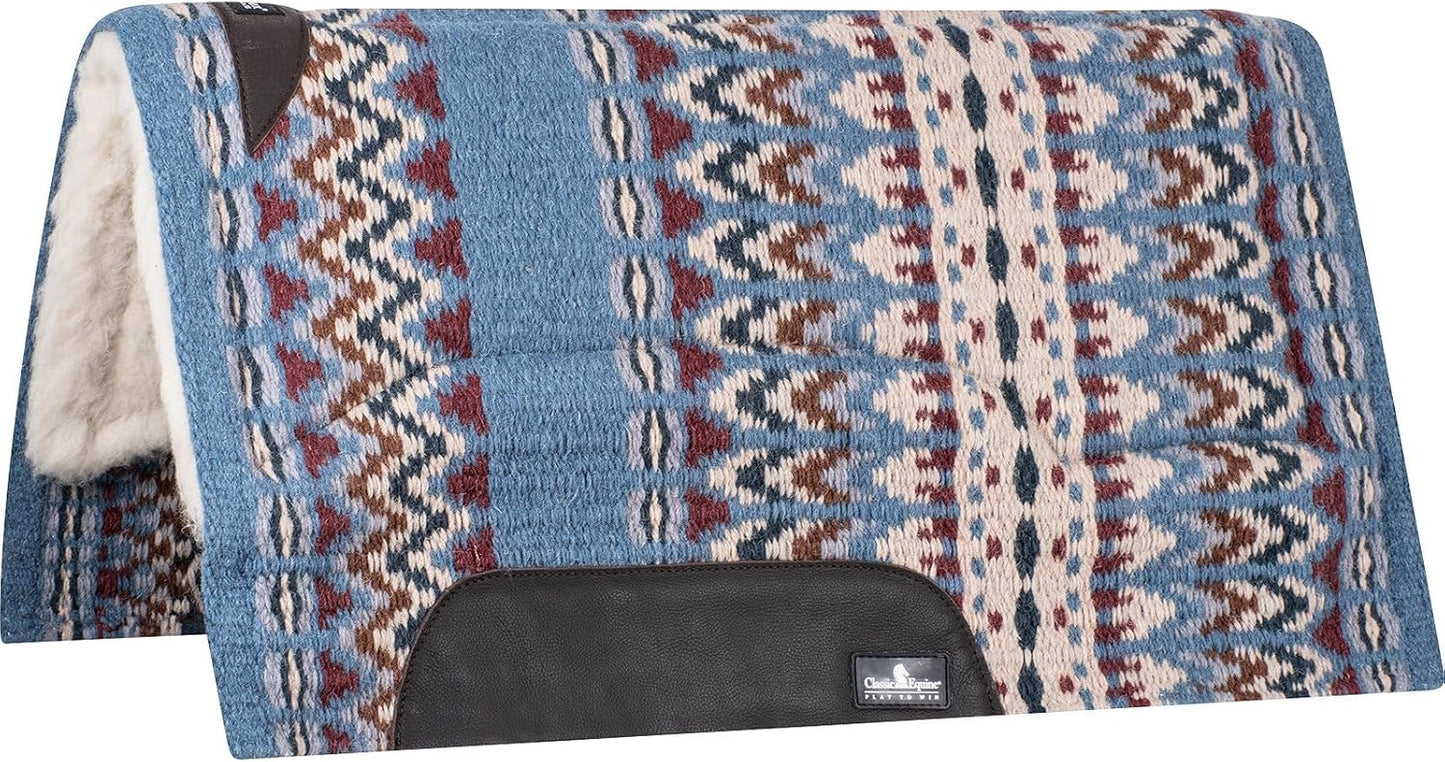 Classic Equine Sensorflex Wool Saddle Pad - 1" Heavy Wool Felt Center, Wool Fleece Bottom, 100% Wool Top