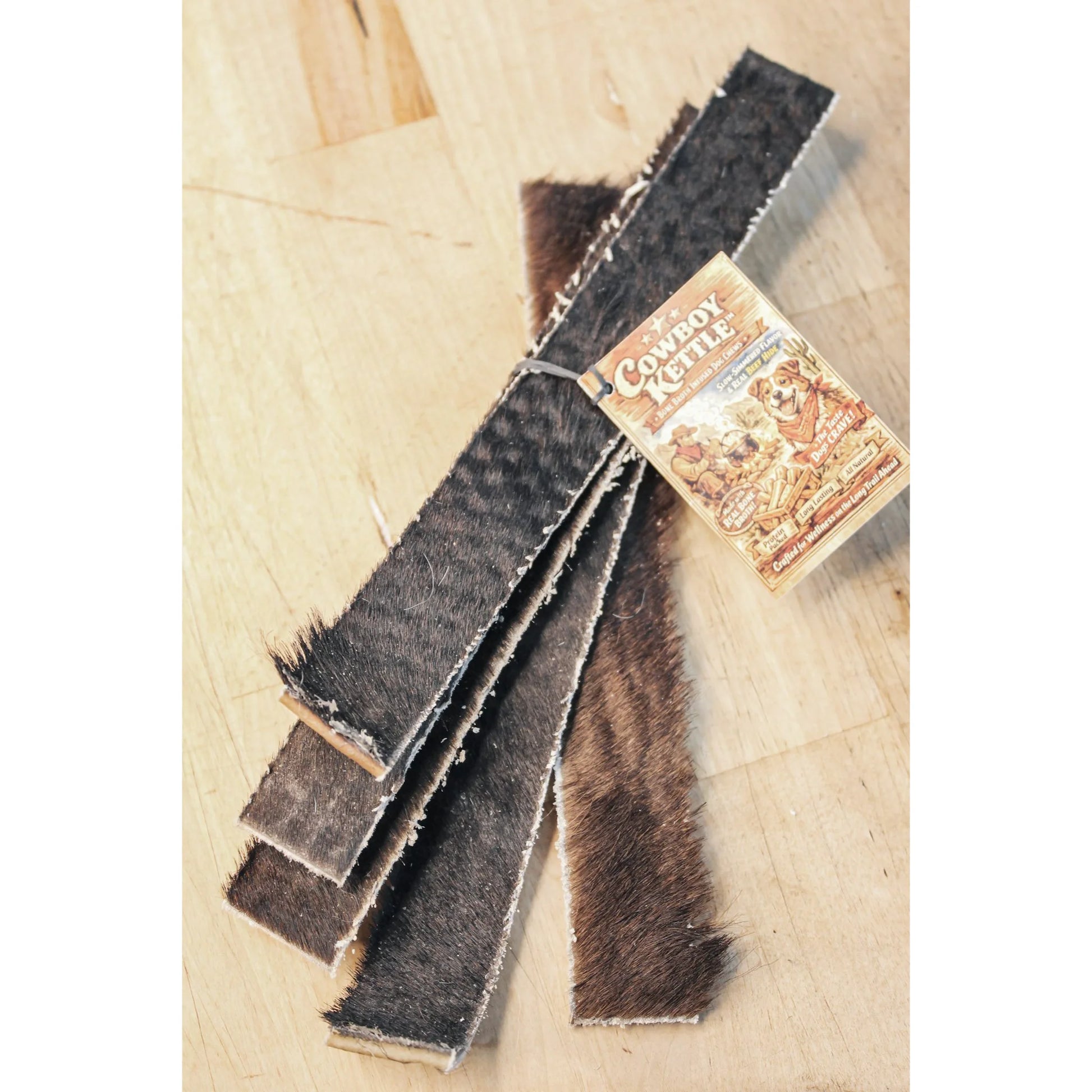 Cowboy Kettle Buckaroo Premium Natural Beef Hide Dog Chews - 5 Count Strips