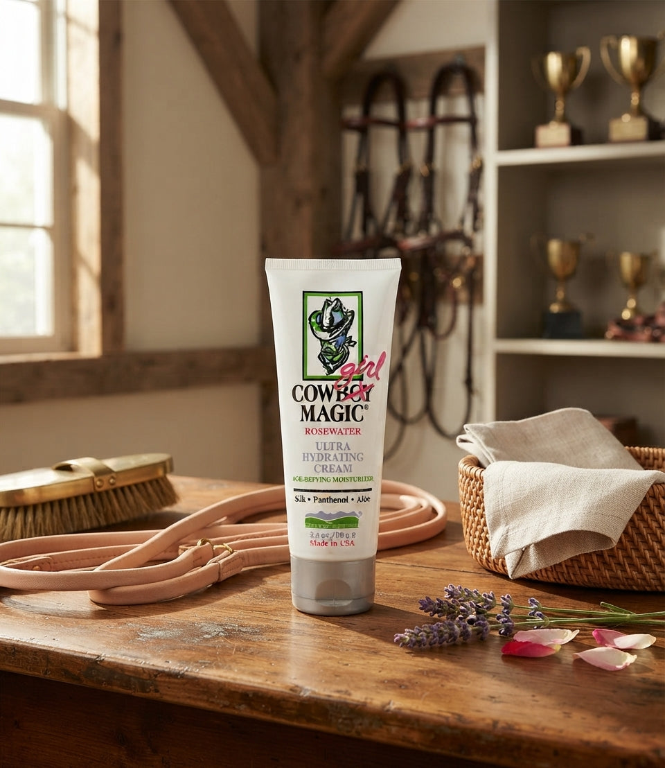 Lifestyle photo of Cowboy Magic Rosewater Cream - 3.4oz - Intense Hydration & Age-Defying Face and Body Moisturizer
