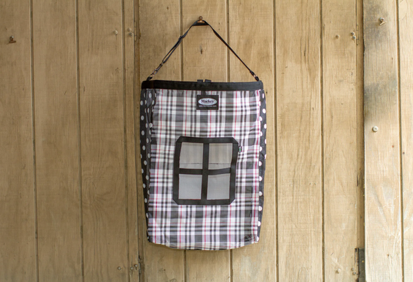 Mackey, Inc. Hanging Horse Hay Bag Slow Feeder - High-Denier Nylon, 1-2 Flake Capacity