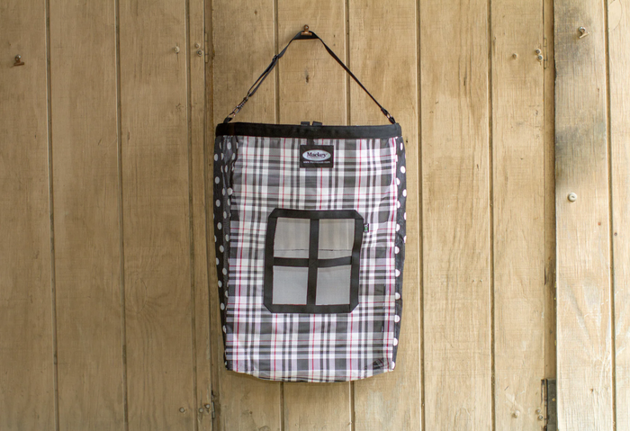 Mackey, Inc. Hanging Horse Hay Bag Slow Feeder - High-Denier Nylon, 1-2 Flake Capacity