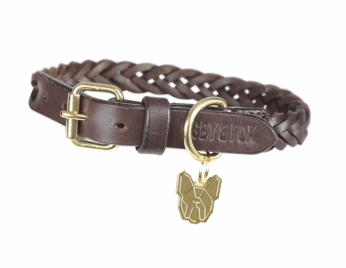 Digby & Fox Plaited Leather Dog Collar
