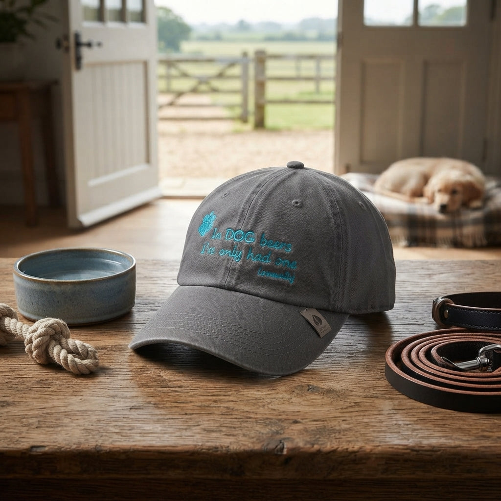 Lifestyle photo of Lovewally In Dog Beers Embroidered Baseball Hat - Adjustable 100% Brushed Cotton Twill - One Size
