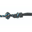 Professional’s Choice Rope Halter and 10' Lead featuring a durable, heavy-duty braided design in a stylish blue, black, and tan pattern. The close-up showcases the high-quality craftsmanship and secure knots, making it a reliable choice for horse training and everyday equestrian use. This essential piece of horse tack combines strength and professional performance for riders and trainers.