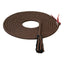 EcoLuxe Bamboo Round Mecate horse training rein in a brown and black braided pattern. This sustainable 1/2" x 22' equestrian lead rope features a traditional tassel end and a genuine leather popper. Perfect for natural horsemanship and western riding, the coiled bamboo mecate offers a soft feel and durable performance. An eco-friendly choice for premium horse tack.