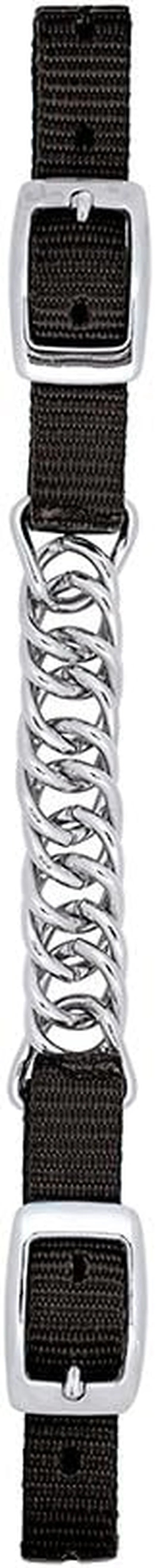 Weaver Leather Curb Strap - 5/8" Black Nylon with 4 1/2" Flat Link Chain and Nickel-Plated Hardware