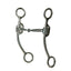 Equisential 7" Shank Correction Bit featuring a jointed mouthpiece with a swivel port and elegant curved stainless steel shanks. Designed for western riding, this durable horse bit provides enhanced control and encourages salivation. Perfect for intermediate to advanced training, it combines a sleek polished finish with functional design for precise communication between horse and rider.