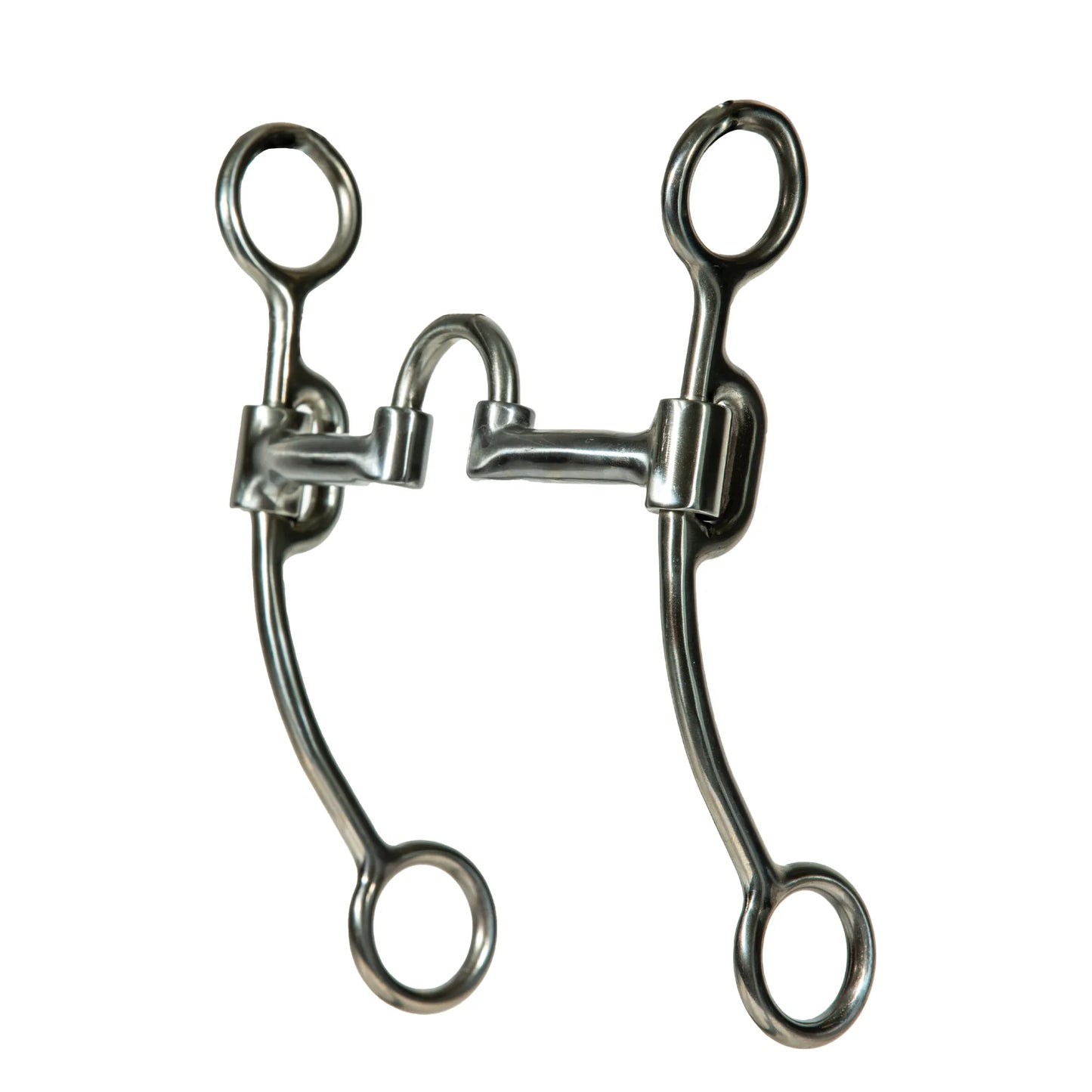 Equisential 7-inch shank correction bit crafted from polished stainless steel. This western horse bit features a high port mouthpiece with swivel joints and curved 7" shanks designed for enhanced control and to encourage salivation. A high-quality piece of equestrian tack providing refined communication and precision for training or performance. Perfect for western riding disciplines.