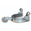 Equisential Cowboy Spurs by Professionals Choice crafted from polished stainless steel. These western riding spurs feature a gentle 10-point rounded rowel for subtle horse communication and a U-shaped heel band with hinged swing buttons for easy strap attachment. Durable and professional equestrian gear perfect for daily training, trail riding, or competition, combining functionality with a classic western look.