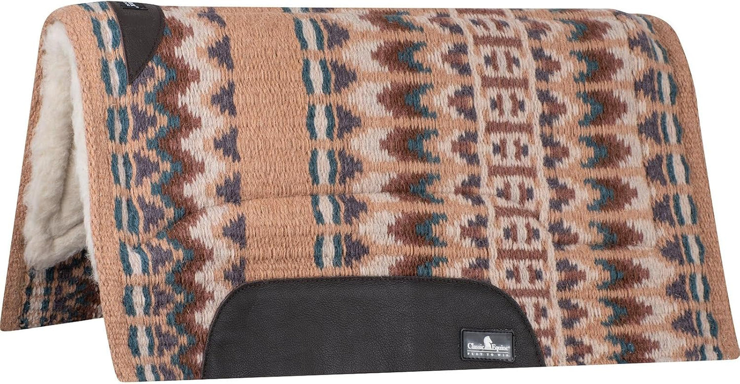 Classic Equine Sensorflex Wool Saddle Pad - 1" Heavy Wool Felt Center, Wool Fleece Bottom, 100% Wool Top