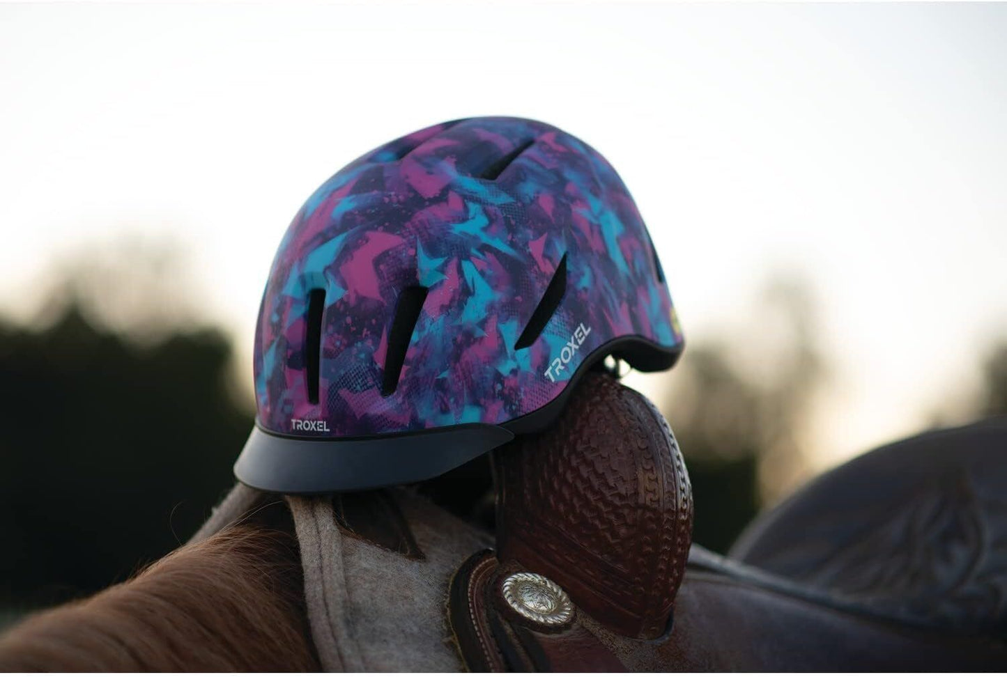 Troxel Riding Helmet Terrain MIPS Horse Safety Low Profile Equine - Hooves and Paws