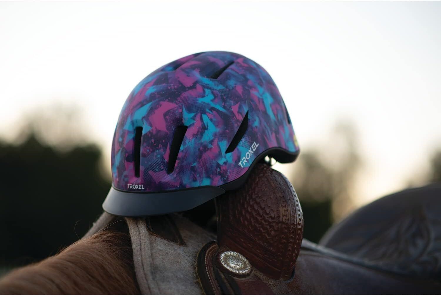 Troxel Riding Helmet Terrain MIPS Horse Safety Low Profile Equine - Hooves and Paws