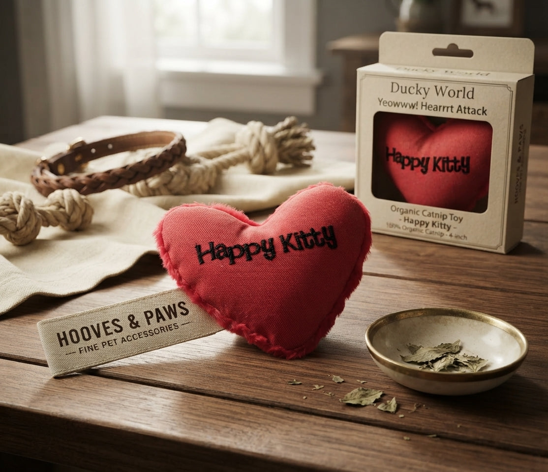 Lifestyle photo of Ducky World Yeowww! Hearrrt Attack Organic Catnip Toy - Happy Kitty - 100% Organic Catnip - 4-inch