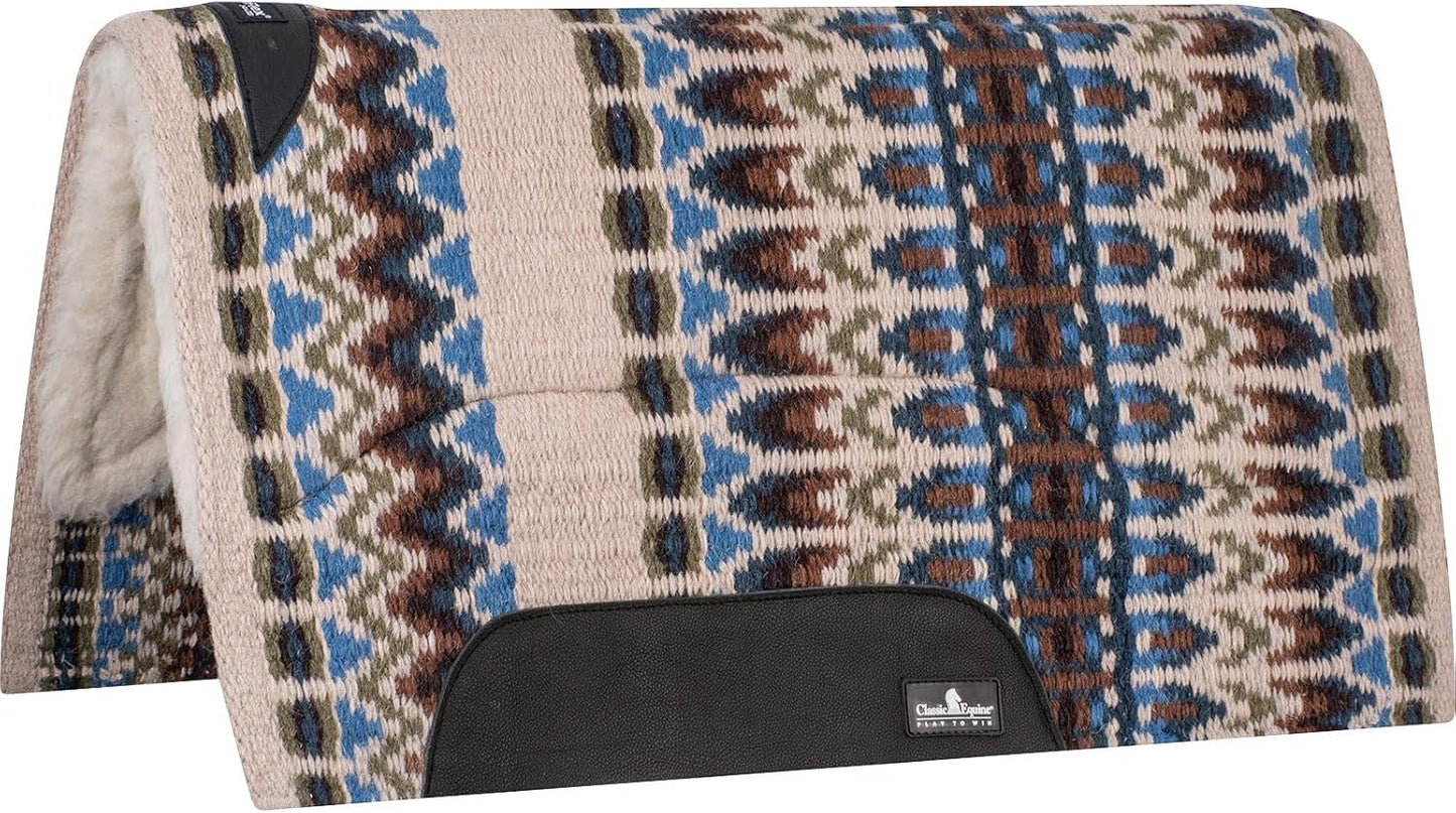 Classic Equine Sensorflex Wool Saddle Pad - 1" Heavy Wool Felt Center, Wool Fleece Bottom, 100% Wool Top