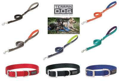 Weaver Leather Dog Collar and Reflective 6' Leash Set Bundle #07-5620 - Durable Nylon