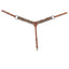 Martin Alpaca & Mohair Breast Collar - 2" wide. Premium Western horse tack featuring a natural and brown twisted rope design for breathability and comfort. Includes adjustable chestnut leather tugs, silver-tone buckles, a center leather shield, and a brass snap hook. High-quality equestrian gear perfect for trail riding or performance, combining traditional ranch style with durable functionality.