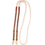 Martin Nylon Braided Roping Rein featuring a durable cream-colored braided rope paired with rich brown leather adjustable buckle ends. These high-quality western reins include brass swivel snaps for easy bit attachment, offering superior control and durability for roping, ranch work, or competition. A stylish and functional horse tack essential designed to enhance your performance and grip in the arena.