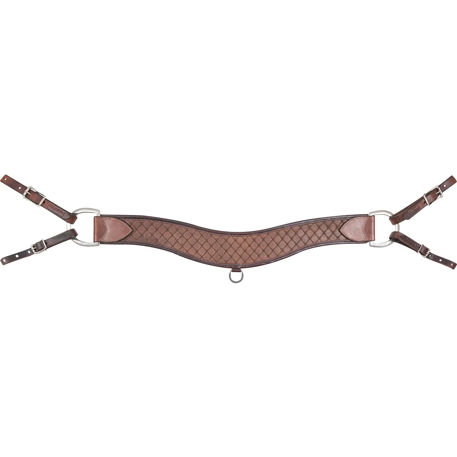 Martin Saddlery 4-inch Steer Roper Breastcollar in rich chestnut brown leather featuring elegant diamond quilted tooling. This premium western horse tack is crafted for durability and comfort with a contoured fit, stainless steel hardware, and adjustable tug straps. A stylish and functional choice for steer roping, performance events, or trail riding, this breastcollar adds a professional touch to any western horse saddle setup.