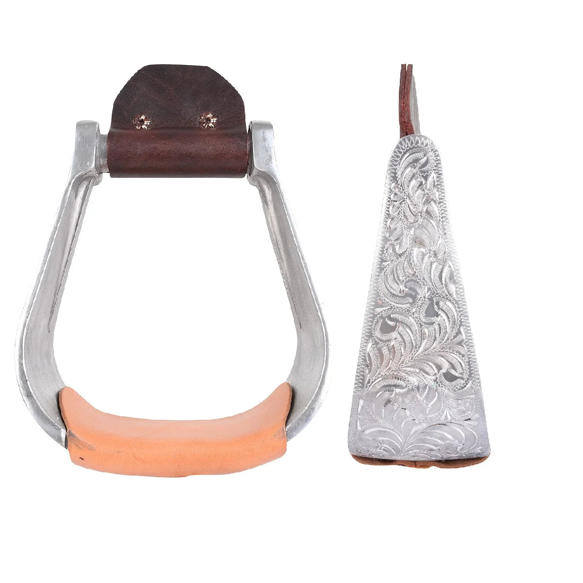 Martin Saddlery Aluminum Engraved Roper Western Stirrups - 3-inch Tread Width