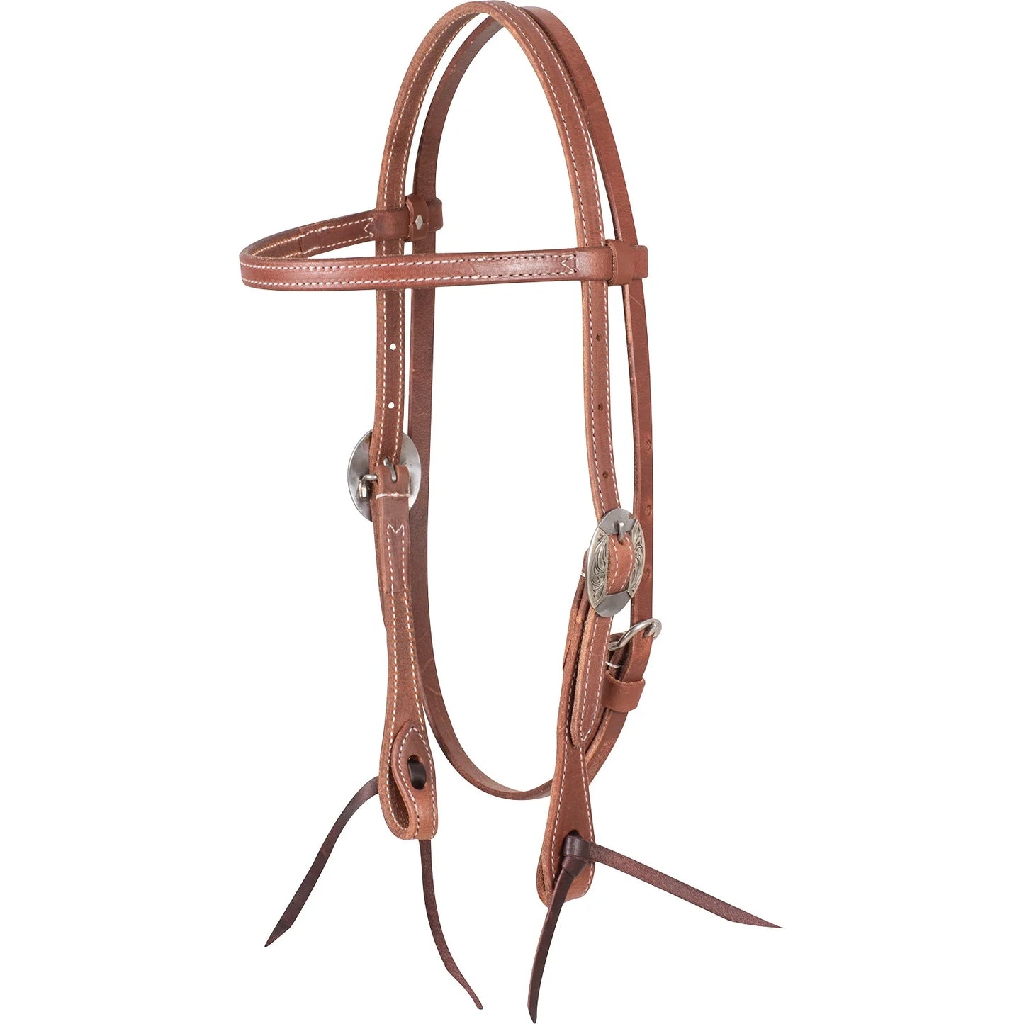 Martin Saddlery Browband Harness Leather Headstall - Buckle Adjustment with Latigo Ties