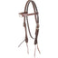 Martin Saddlery chocolate leather browband headstall for horses. Features a unique card suit design on a white leather browband with a hand of Aces and Hearts. Detailed with crisp white stitching and adjustable silver-tone buckles. Premium western horse tack perfect for rodeo, barrel racing, or everyday riding. Durable high-quality leather construction ensures a secure fit and classic look.