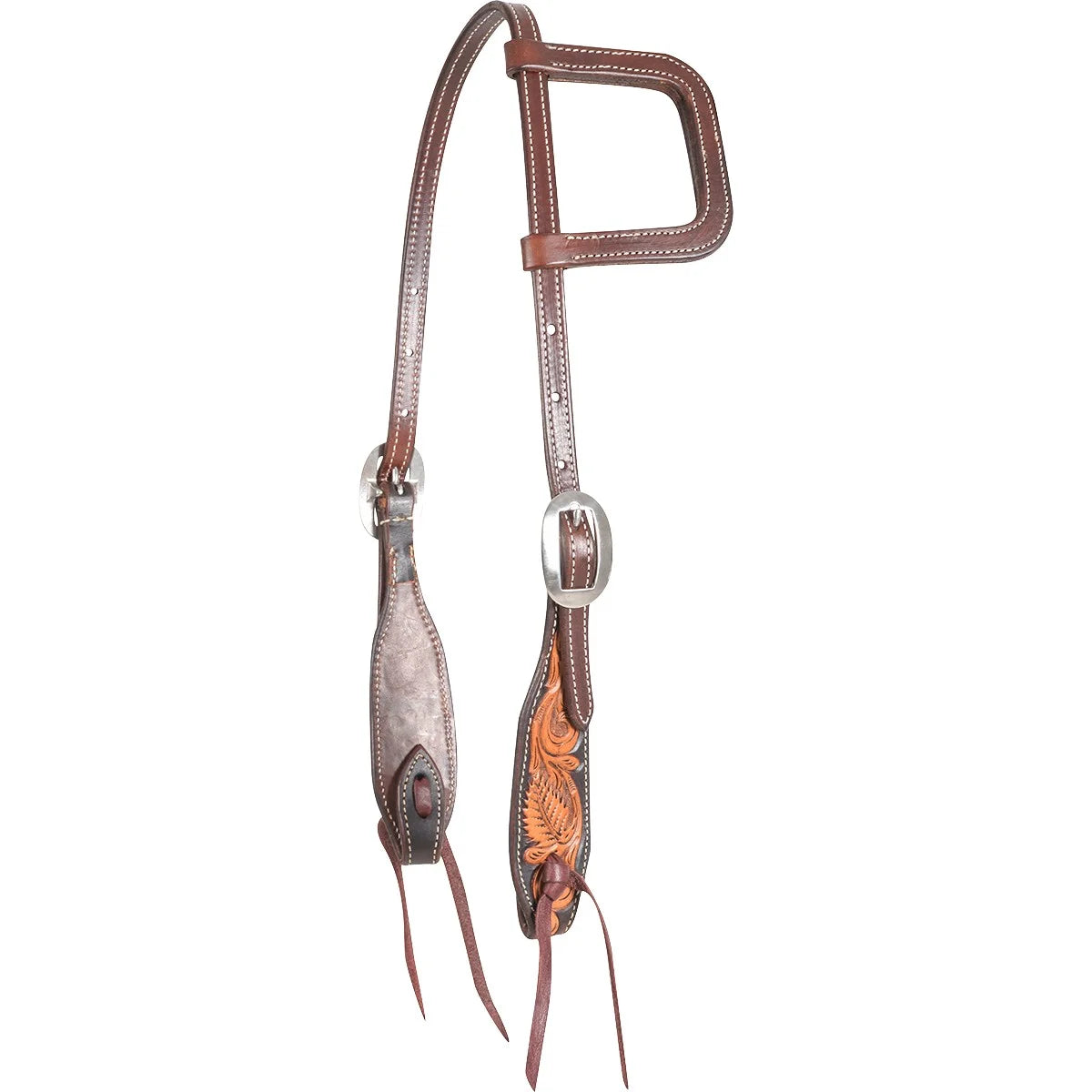 Martin Saddlery Dyed Edge and Tooled Slip Ear Headstall - Hand-Tooled Western Leather