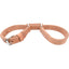 Martin Saddlery Harness Leather Hobbles featuring heavy-duty natural leather with white contrast stitching. This durable equestrian restraint includes a secure buckle and stainless steel rings connecting two adjustable loops. Ideal for horse training, camping, and trail riding, these reliable leather hobbles offer superior strength and longevity for horse owners and trainers.