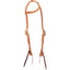 Martin Saddlery Rawhide Laced Single Ear Headstall crafted from premium light brown harness leather. This classic western horse headstall features decorative rawhide lacing on the ear loop, adjustable silver-toned buckles, and traditional leather tie-on bit ends. High-quality equestrian tack designed for durability and style in the show ring or on the trail.