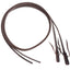 Martin Saddlery SR58LATDS Doubled and Stitched Split Reins in rich dark brown latigo leather. These high-quality Western horse reins feature a "broke-in" feel and durable double stitching with contrasting thread for a professional look. Designed with weighted ends and classic tie-on bit attachments, they offer superior balance and communication. Essential tack for Western performance, training, or trail riding, providing both traditional style and long-lasting durability.