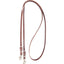 Martin Saddlery Latigo Leather Roping Reins in a rich brown finish. These durable, high-quality western horse reins feature adjustable silver buckles and heavy-duty swivel scissor snaps for easy bit attachment. Designed for strength and longevity, the single-loop construction is perfect for roping, ranch work, and competitive western riding. Professional-grade equestrian gear that combines functionality with classic style.