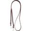 Martin Saddlery Roping Reins in premium dark brown latigo leather. These high-quality, durable western reins feature adjustable stainless steel buckles and convenient swivel scissor snaps for quick bit attachment. Ideal for roping, performance, or training, this professional-grade equestrian tack combines traditional craftsmanship with functional design for a reliable, secure grip.