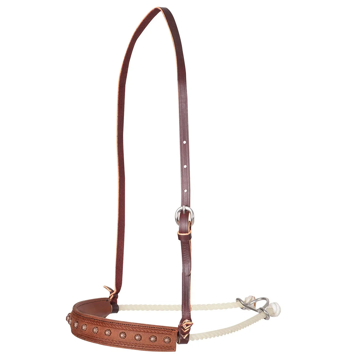 Martin Saddlery Single Rope Noseband - Tooled Leather with Rope Border Detail