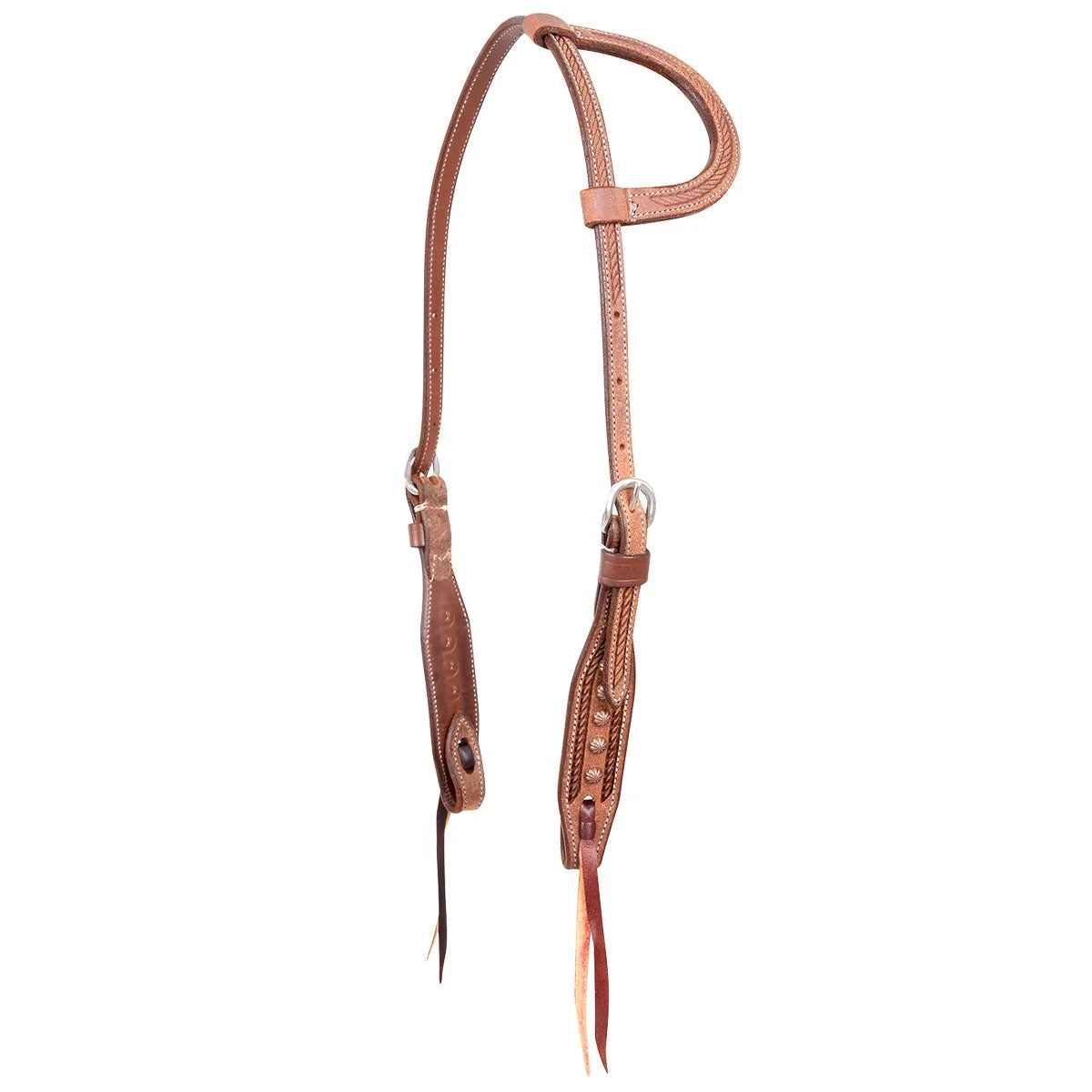 Martin Saddlery Slip Ear Headstall - Copper Dots and Rope Tooling - Handcrafted Leather
