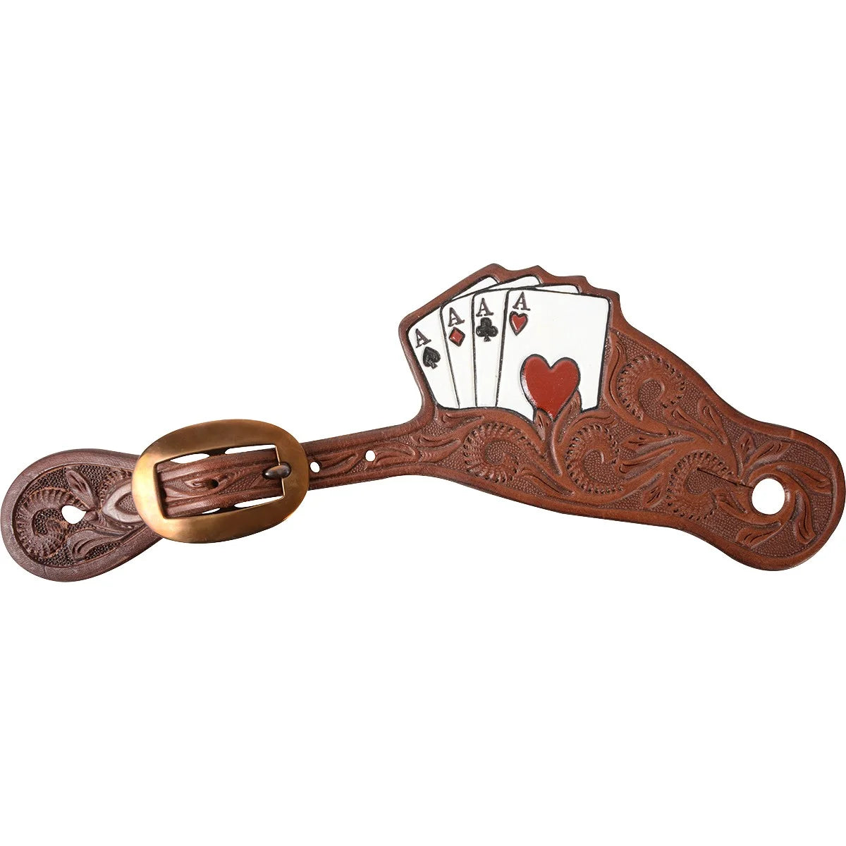 Martin Saddlery Tombstone Spurstraps with Card Suite Tooling - Premium Hand-Tooled Leather
