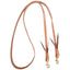 Martin Walt Woodard Double Snap Roping Rein crafted from premium Hermann Oak Leather in natural tan. These high-quality western horse reins feature a continuous loop design with durable brass scissor snaps secured by traditional leather ties. Ideal for barrel racing, roping, and trail riding, this professional-grade equestrian gear offers superior durability and a classic look for any rider.